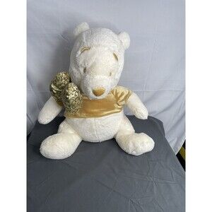 Disney Store Exclusive 18" Winnie Pooh Creme White & Gold Stuffed Plush Figure
